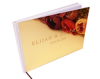 25x18cm Custom Horizontal Acrylic Mirror Silver Gold Guest Book Personalized Name Wedding Party Decoration