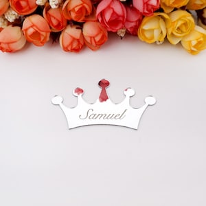 30pcs personalizzato piccola corona incidere nome acrilico specchio adesivo per regalo di nozze personalizzato per le bomboniere degli ospiti