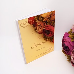 Custom Acrylic Mirror Wedding Book Personalized Carve Couple Name&Date Guest Book Bride and Groom Wedding Gifts