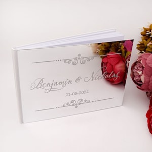 Libro degli ospiti per matrimonio personalizzato, specchio acrilico personalizzato, compleanno, fidanzamento, regali commemorativi, libro, bomboniere, decorazioni per la tavola