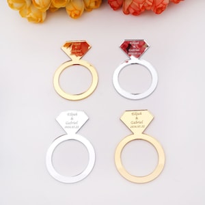 20 pezzi personalizzati anelli tovagliolo da sposa acrilico specchio inciso nome & data personalizzato diamond holder banchetto cena favori