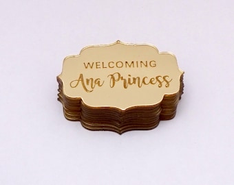 30pcs Name Mirror Wedding Acrylic Sticker Tags Party Favors Custom Personalized Guest Gift Decoration