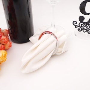 20pcs / Lot 6cm Personalizzato acrilico Cerchio Forma personalizzata Coppia Nome Tovagliolo di nozze Portaele per eventi Banchetto Cene Bomboniere