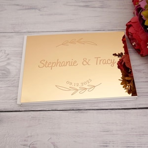 25*18cm Personalized Guestbook Wedding Birthday Party Signature Acrylic Mirror Guest Book Custom Groom Bride Name Guestbook Event Party Gift