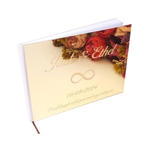 25x18cm Personalized Acrylic Wedding Party Guestbook Engraved Custom Wedding Gifts Horizontal Signature Book with Infinity Symbol