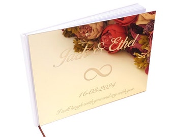 25x18cm Livre d’or personnalisé en acrylique De fête de mariage gravé Cadeaux de mariage personnalisés Livre de signature horizontal avec symbole de l’infini