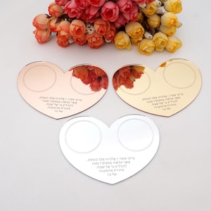 20 Stück personalisierte Herzform Acryl Spiegel Tablett Benutzerdefinierter Text Hochzeit Geburtstag Party Dekor Platte Kerzenhalter Gedenktafel 11 * 8 cm