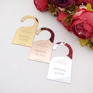 Personalized Do Not Disturb Bridal Suite Hanging Door Sign Custom Acrylic Mirror Bride Name 14x7cm/20x10cm Wedding Party Decoration