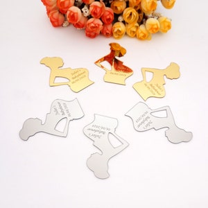 30pcs 7x5cm zwangere vrouw voor bady geboorte verjaardag snijnamen acryl spiegel stickers prive aangepaste partij cadeau decoratie