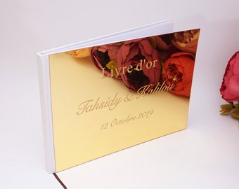 25 * 18cm Livre d’or Décoration de fête de mariage Événement personnalisé Enregistrement dans le livre avec feuille vierge Cadeaux de mariée