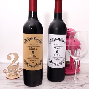 20 pezzi personalizzati Sposi Nome Data Festa personalizzata, Doccia sposa, Matrimonio Champagne Etichette Vino Adesivi Involucro bottiglia