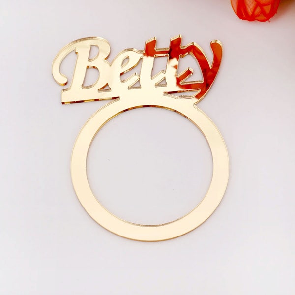 20pcs Personalized Acrylic Cut Napkin Ring Custom Name Sign Table Decor Event Holder Banquet Dinner Party Favors