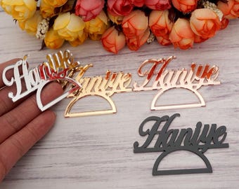 20pcs Personalized Acrylic Name Cards  Napkin Ring Custom Name Sign Table Decor Event Holder Wedding Party Favors