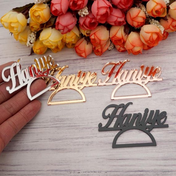 20pcs Personalized Acrylic Name Napkin Rings: Wedding Table Decor