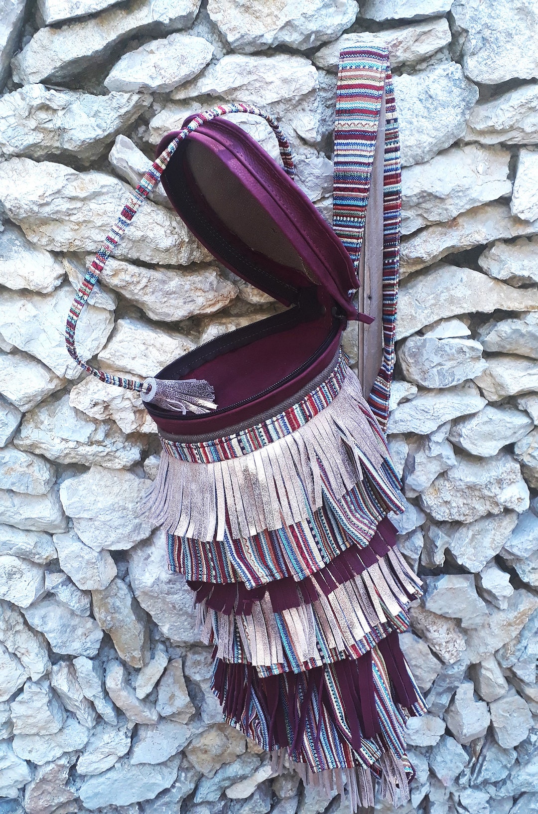 Plum-colored Frilly Tube Backpack - Etsy