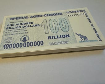 Zim Agro Cheque 100 Billion New Uncirculated Rare Special, U/V Security Features, Blue