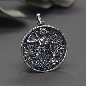Silver Artemis Necklace | Greek myth goddess Artemis pendant, Greek pantheon deities, Unisex goddess accessories, Ancient witch accessory