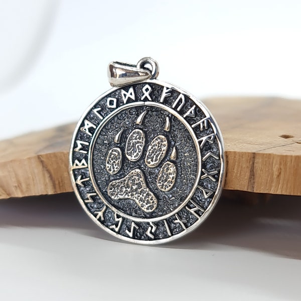 Silver Bear Paw Necklace | Viking style male necklace, Unique handmade gift for husband, Minimal viking jewelry, Animal necklace