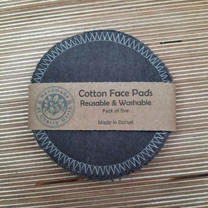 Double sided 100% cotton face pads, grey, washable, various pack sizes