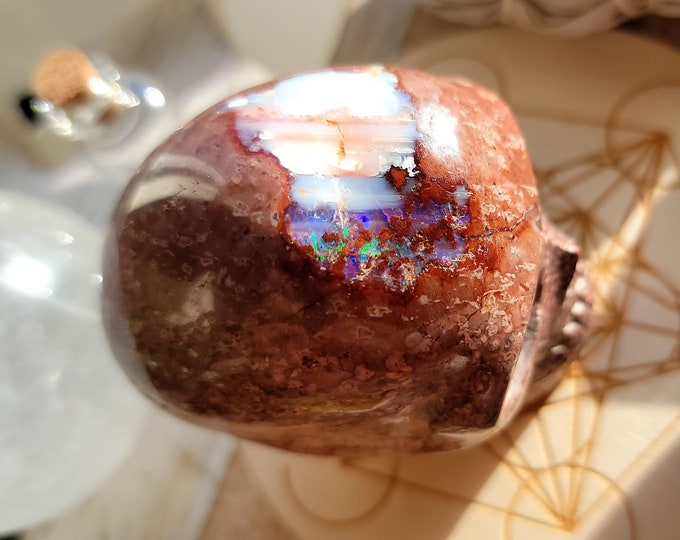 & RARE Mexican Fire Opal Crystal Skull in Matrix/fire Opal