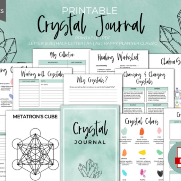 Crystal Planner Printable/Instant Download/Crystal Journal/Crystal Workbook/Healing Workbook/Crystal Journal/Home Crystal Planner/Digital