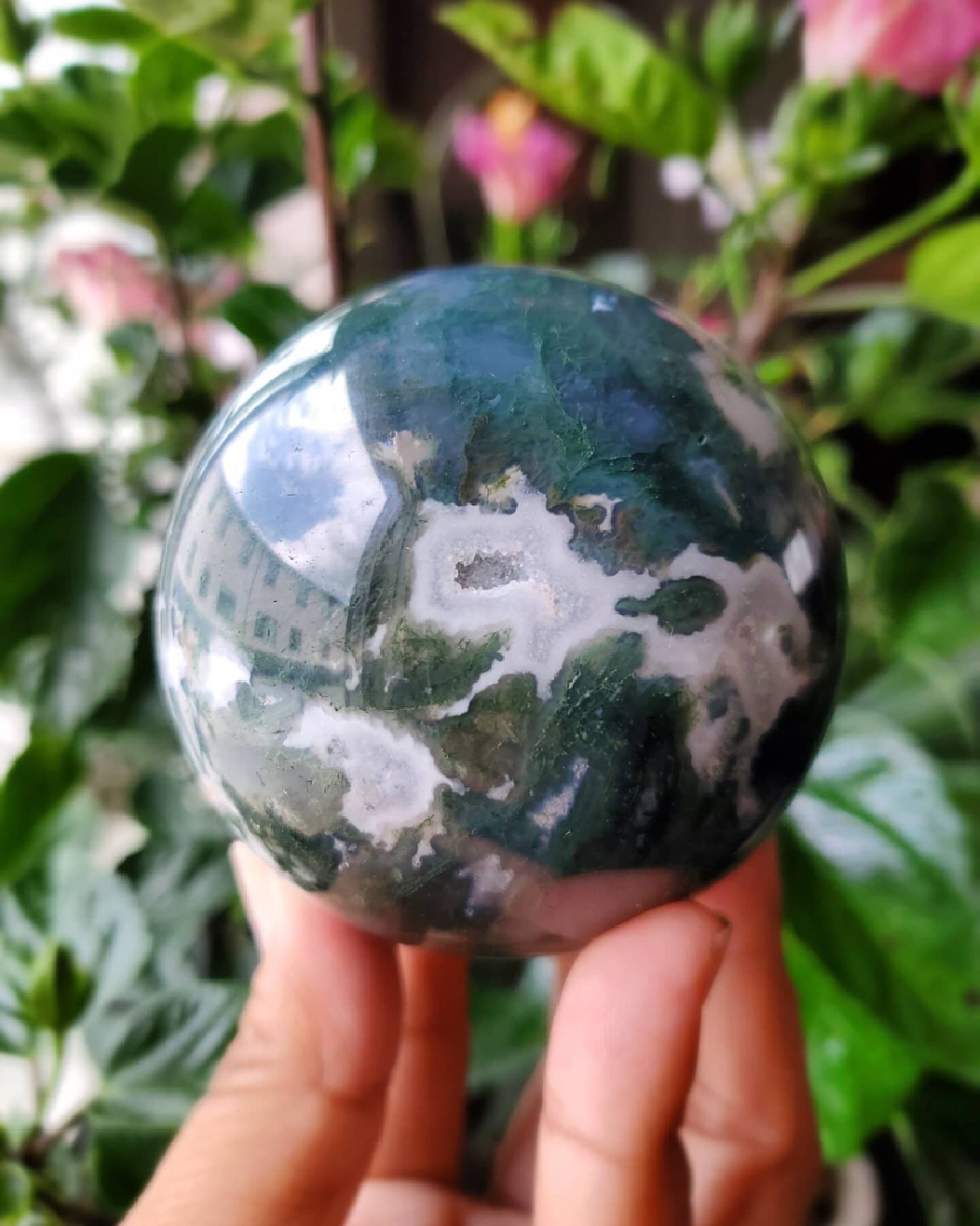 GORGEOUS DRUZY Moss Agate Crystal Sphere/Moss Agate/Crystal | Etsy
