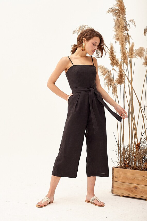 black linen playsuit