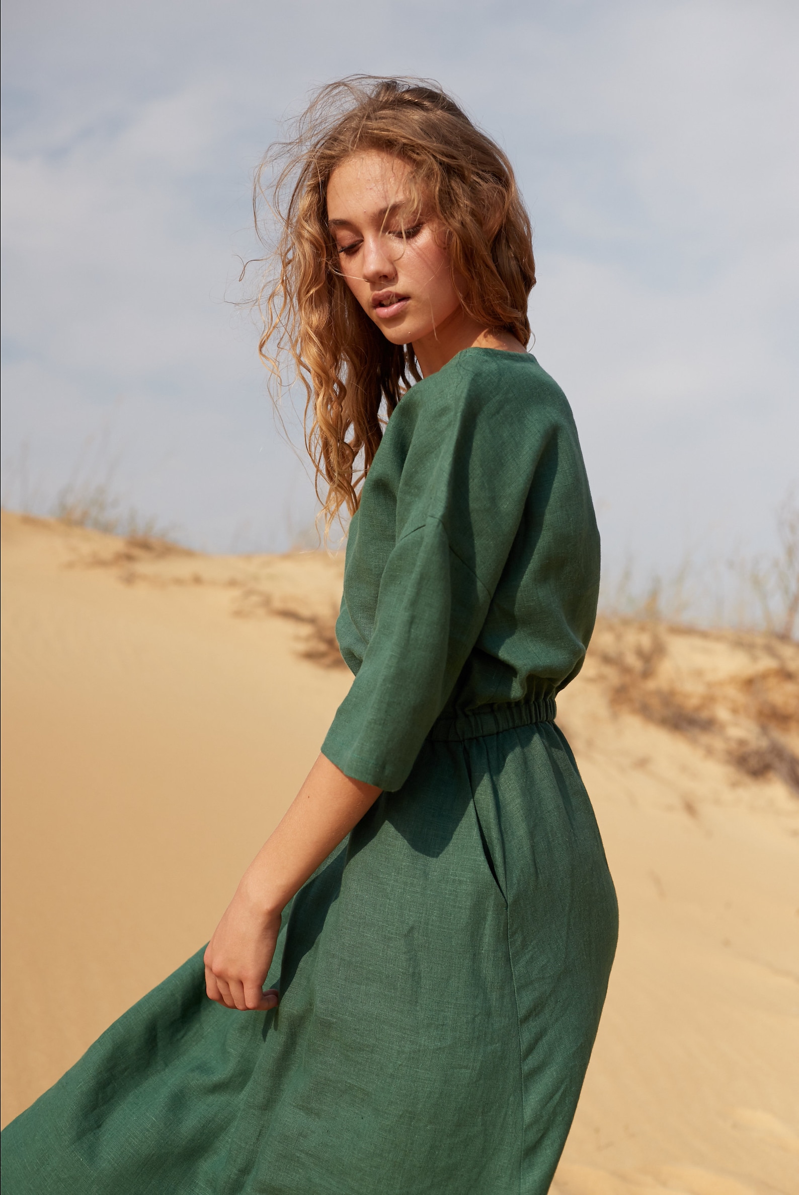 Natural linen dress Flax clothing Casual linen dress Pure Etsy