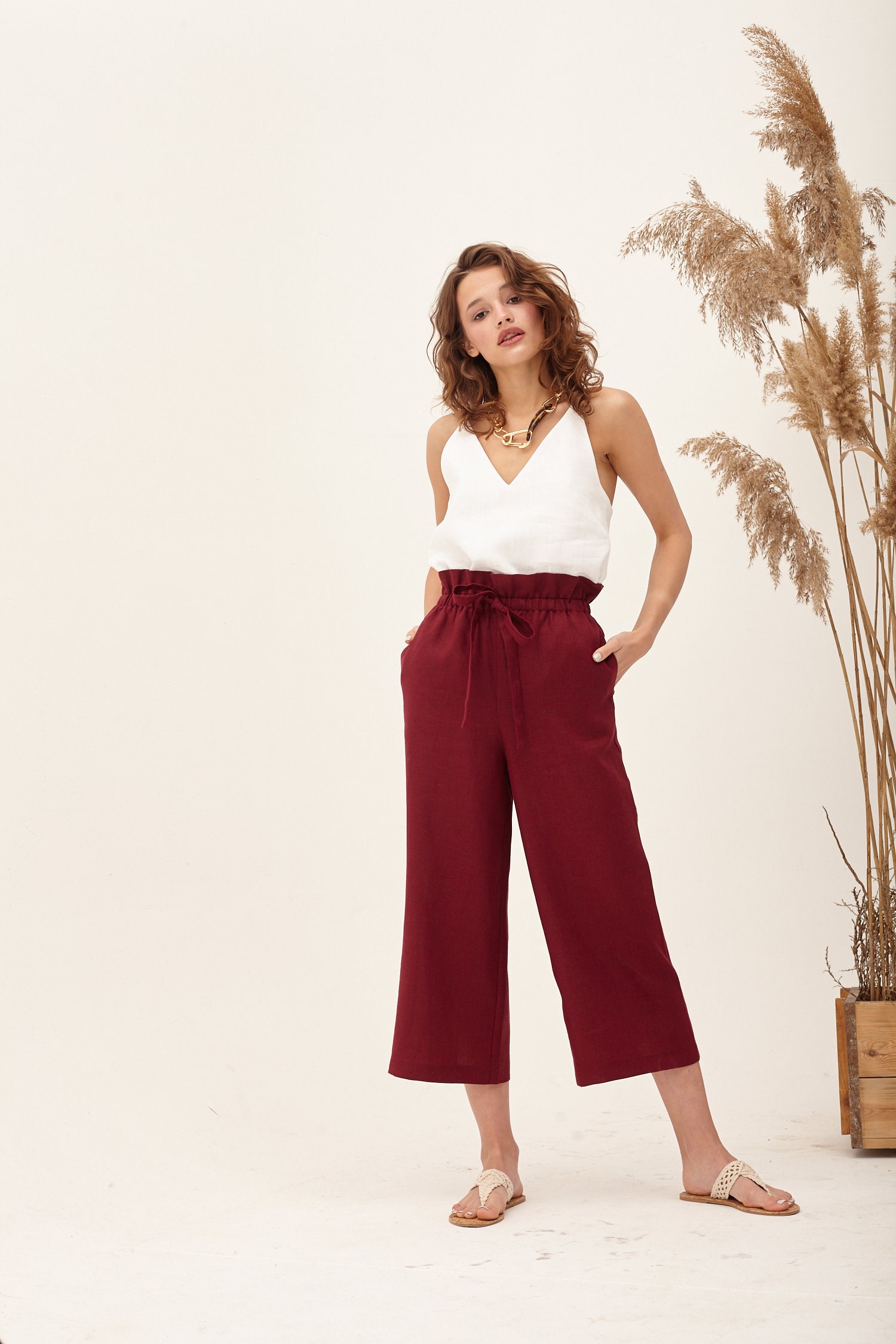 Pantaloni rossi pantaloni culotte culotte pantaloni capri | Etsy Italia