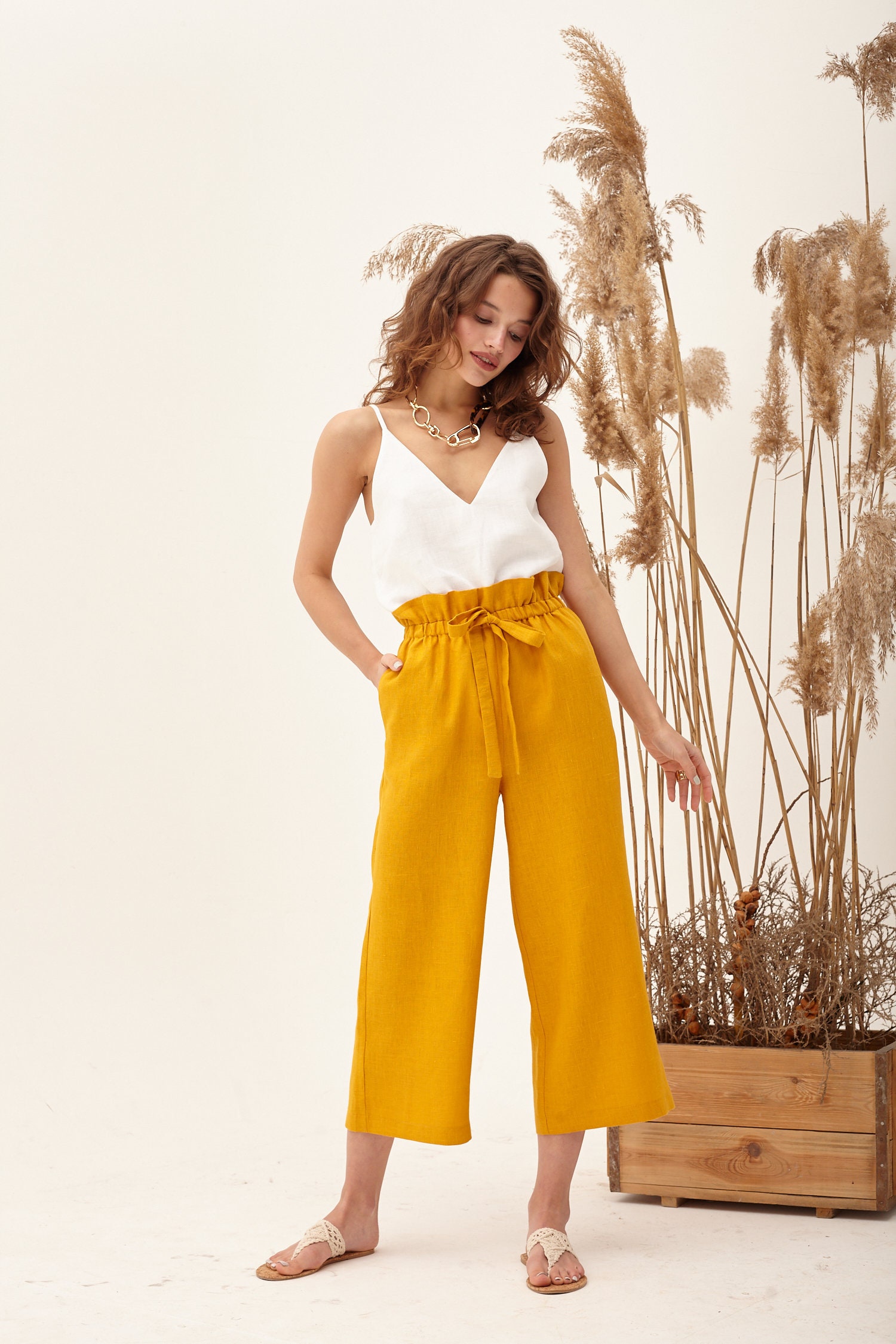 yellow summer pants