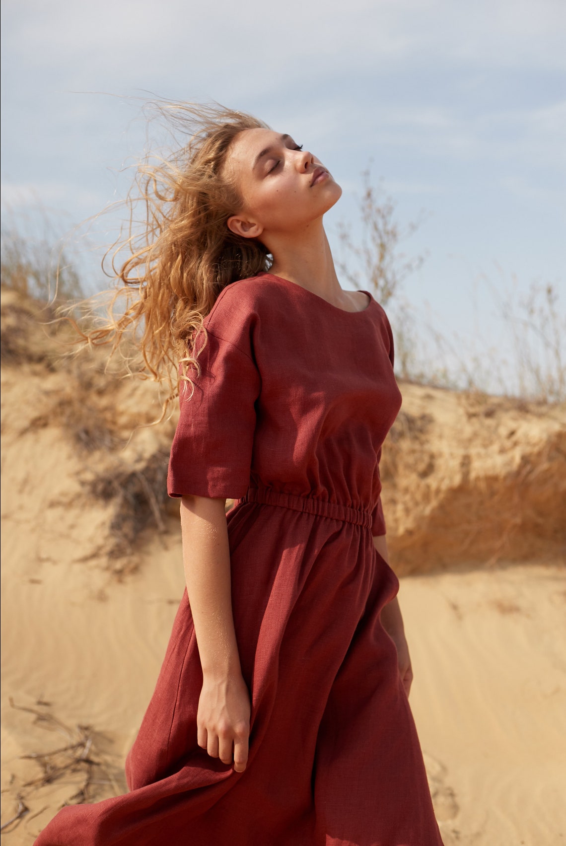 Flax clothing Casual linen dress Pure linen dress French Etsy