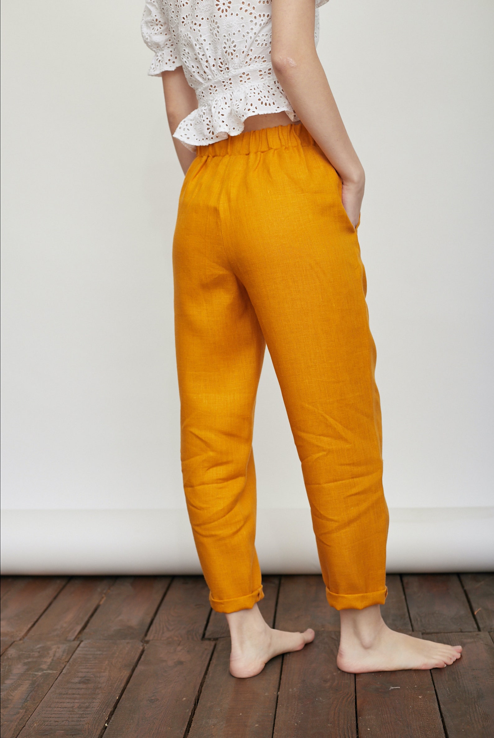 Mustard linen pants natural linen pants summer pants loose Etsy