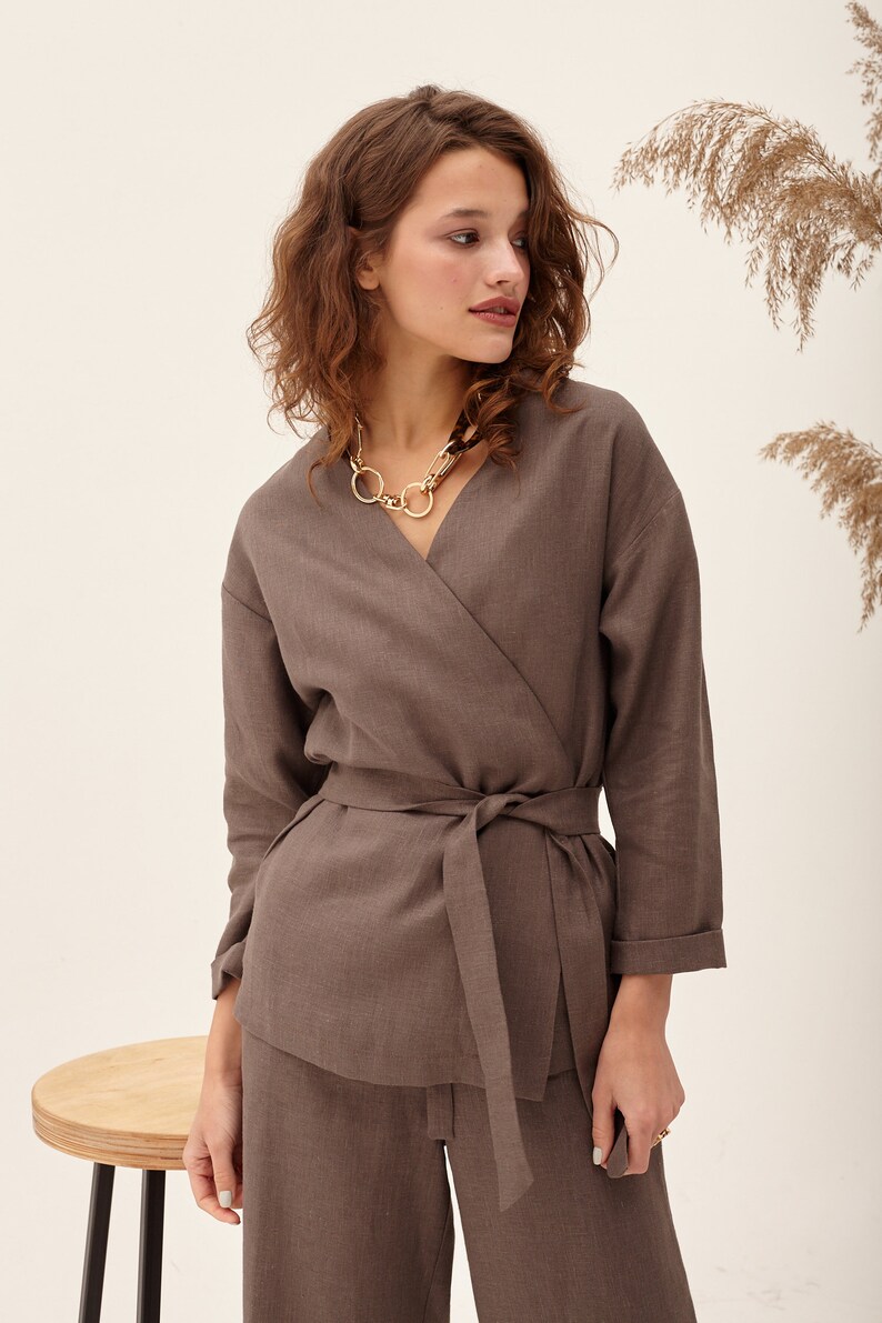Wrap Kimono Wrap Jacket Linen Clothing Linen Kimono Linen | Etsy
