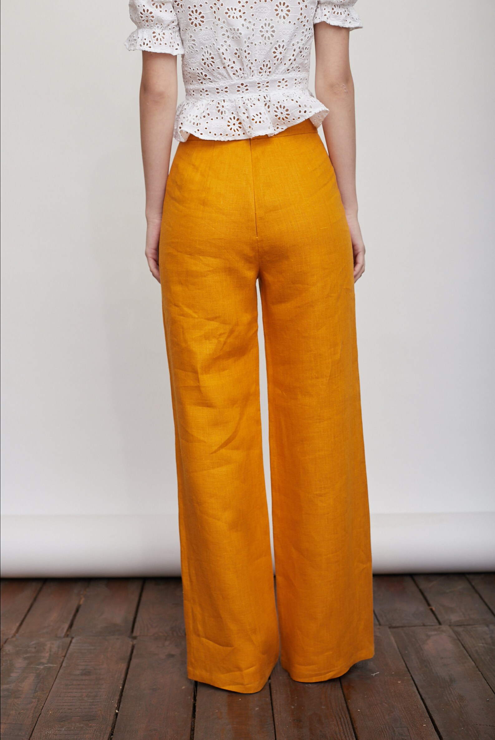 Women Linen Clothing Womens Pants Flax Pants Wide Leg Linen Etsy