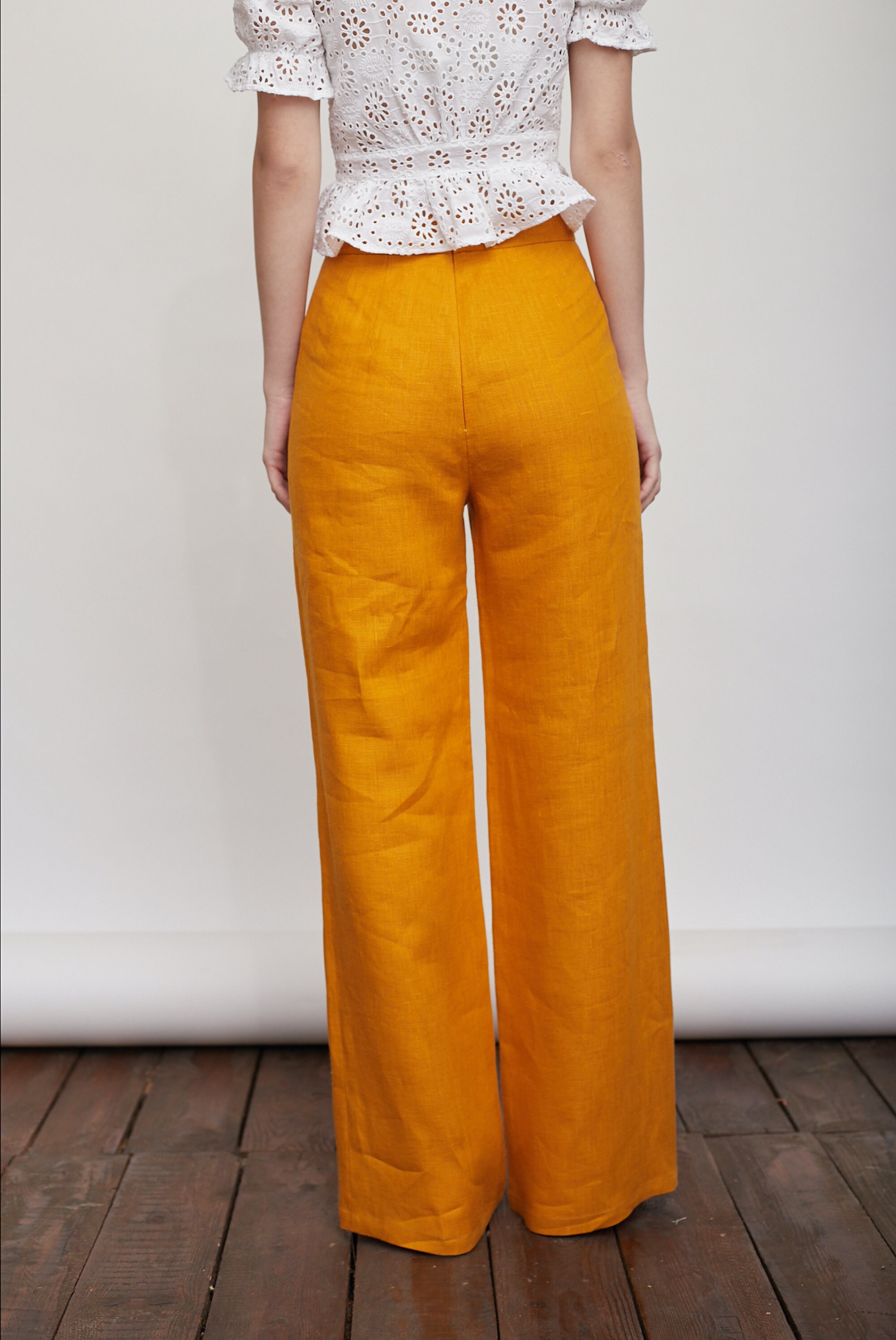 Women Linen Clothing Womens Pants Flax Pants Wide Leg Linen Etsy