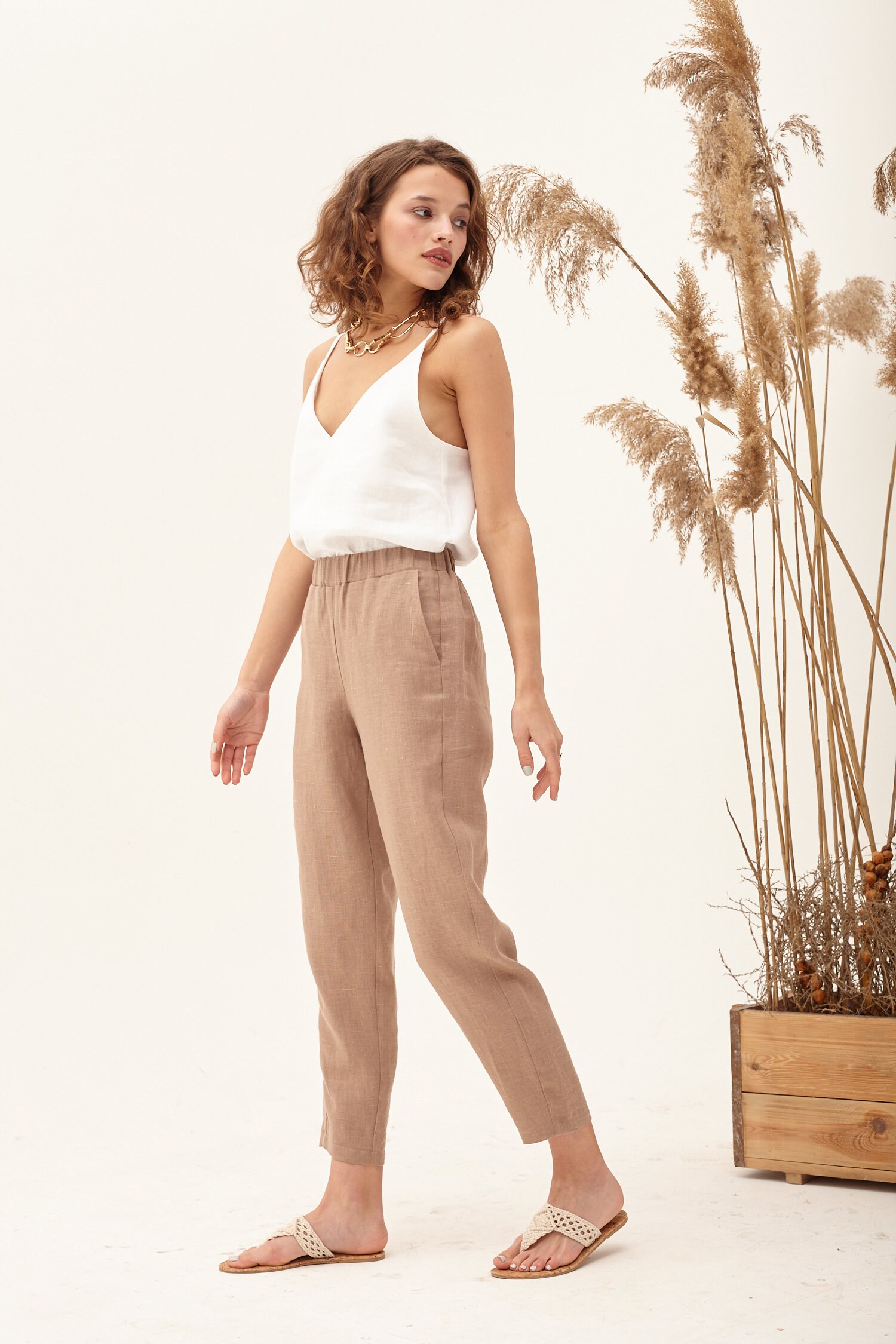high waisted khaki cargo pants