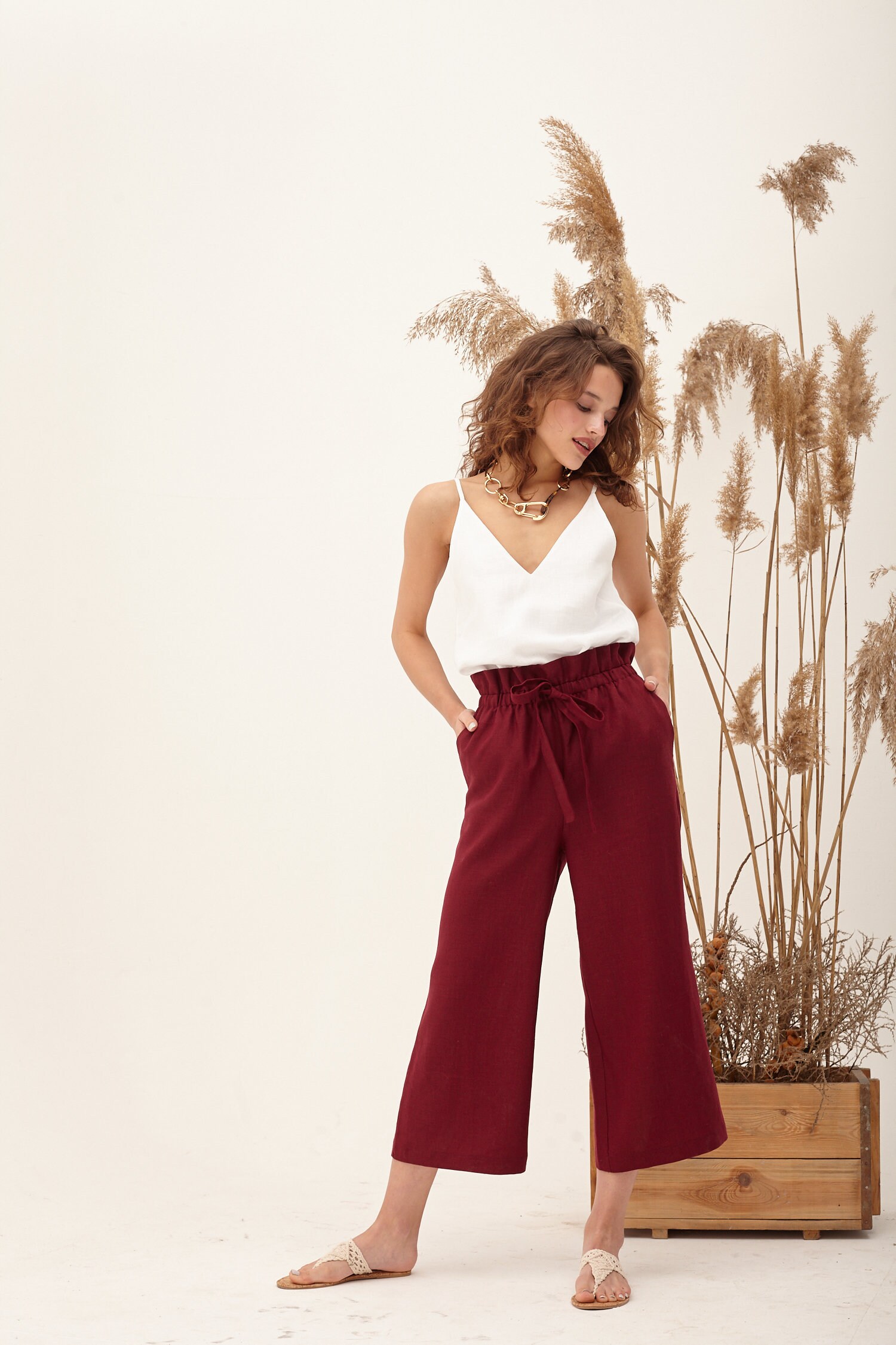 Maroon capri pants Clearance