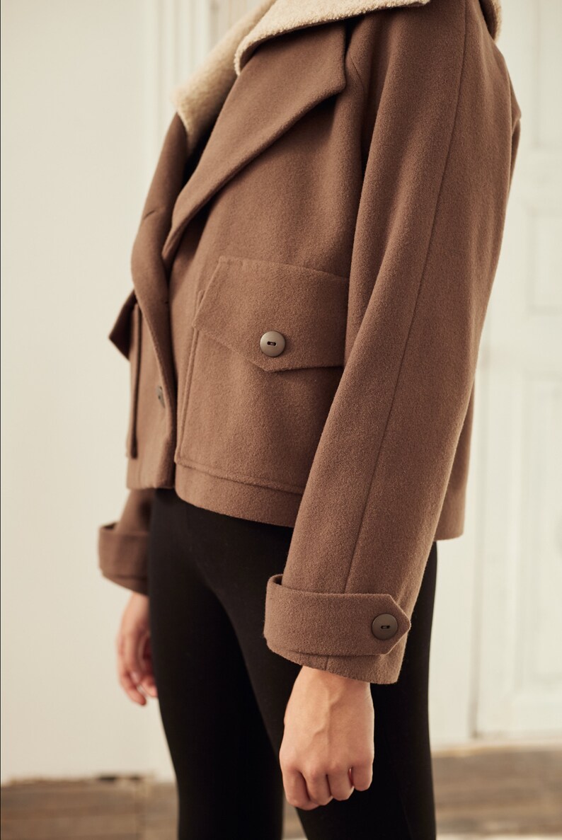 long Sleeve Coat Beige Wool Coat Wool Coat Winter Coat Camel wool Coat Short Coat Women Loose Coat Coats Women Cashmere Coat