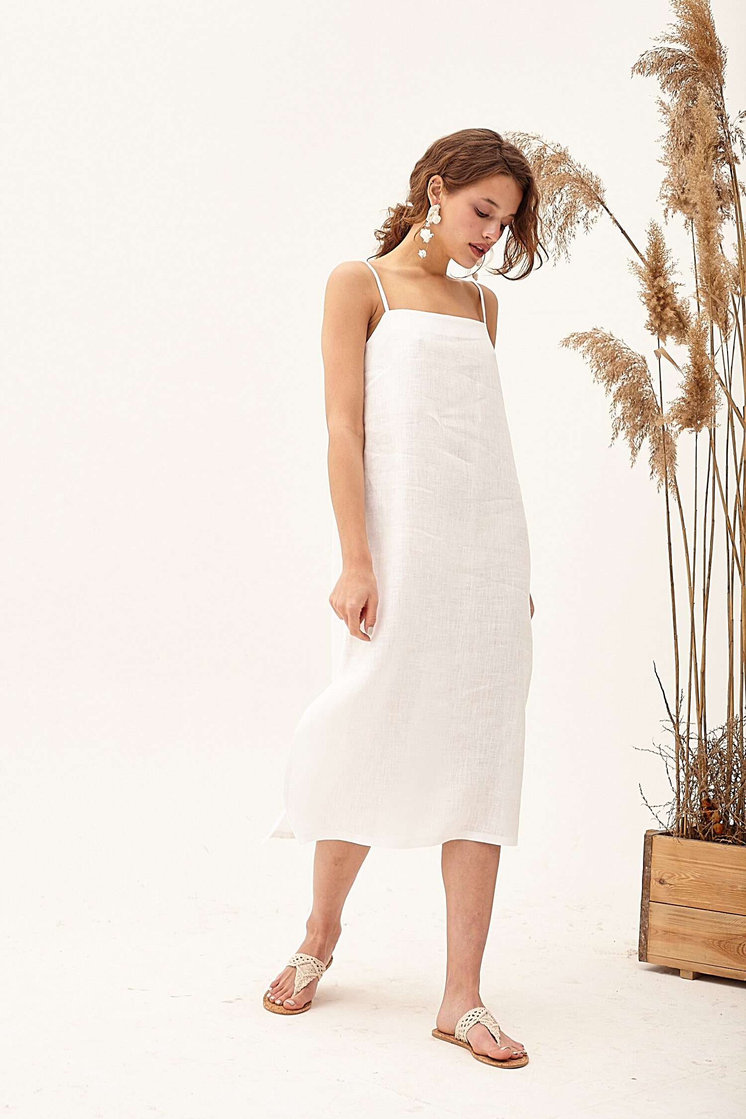 Elegant Linen Dress Linen Beach Dress Flax Clothing Natural Etsy