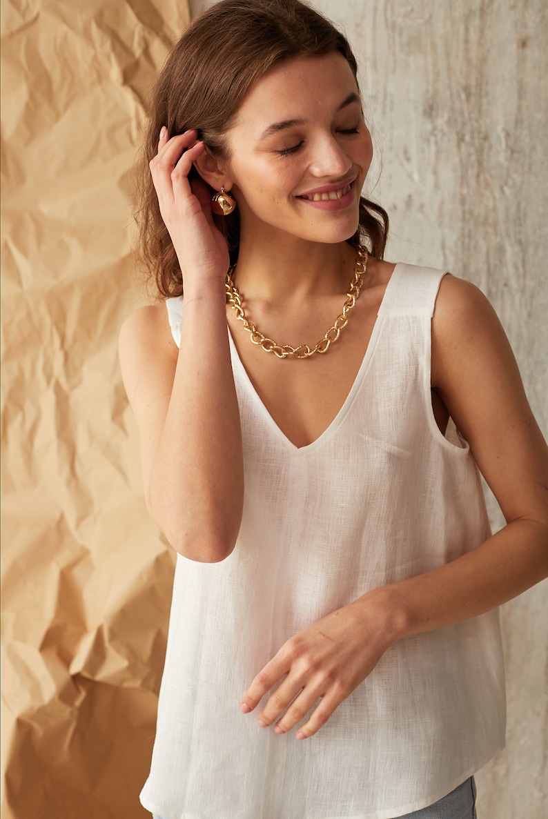 Linen Tops for Women Soft Linen Linen Sleeveless Top V Neck Etsy