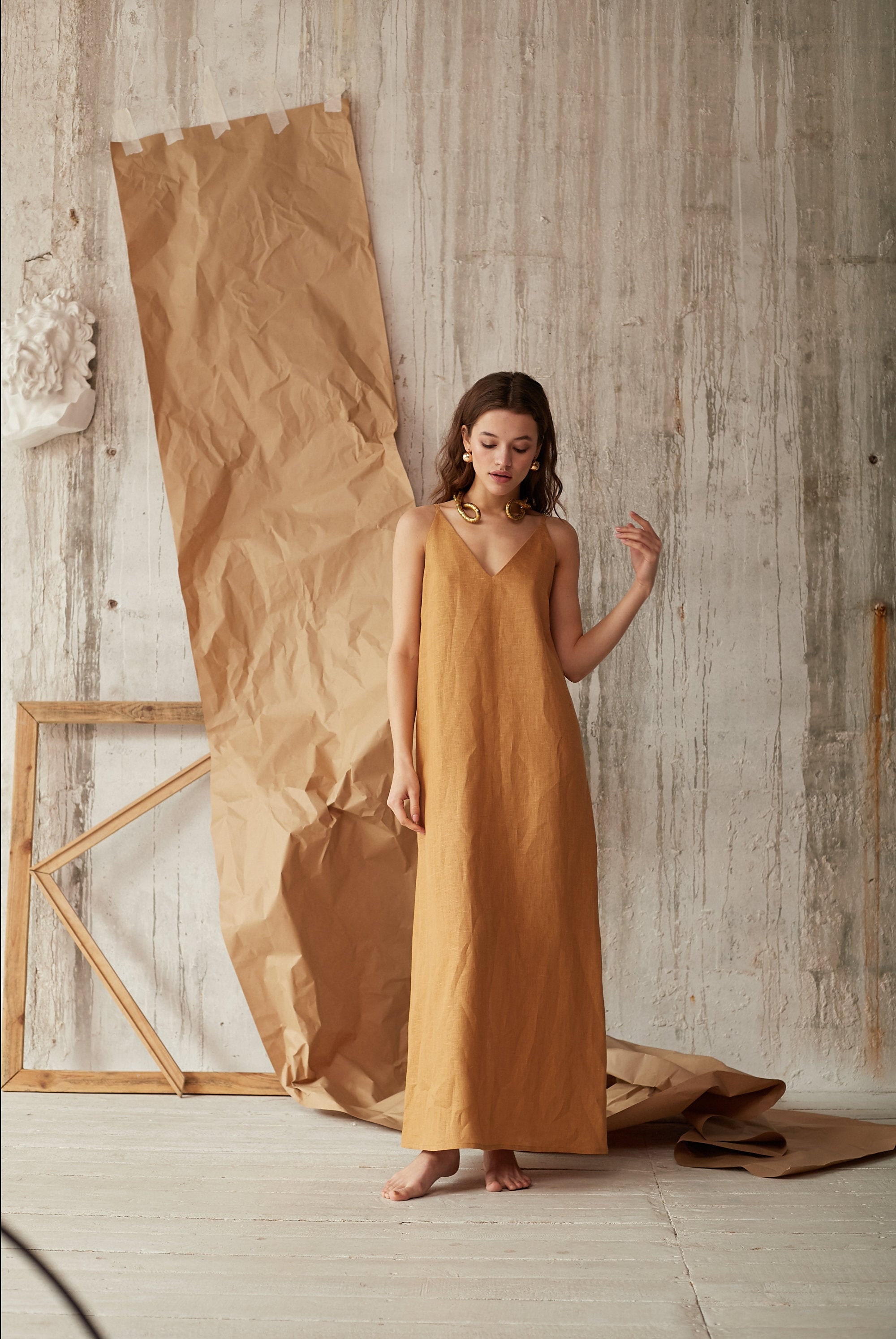 Honey Linen Dress Linen Cami Dress Linen Clothing Women Etsy UK