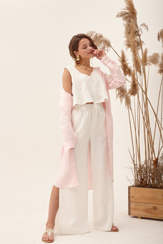 white beach pants