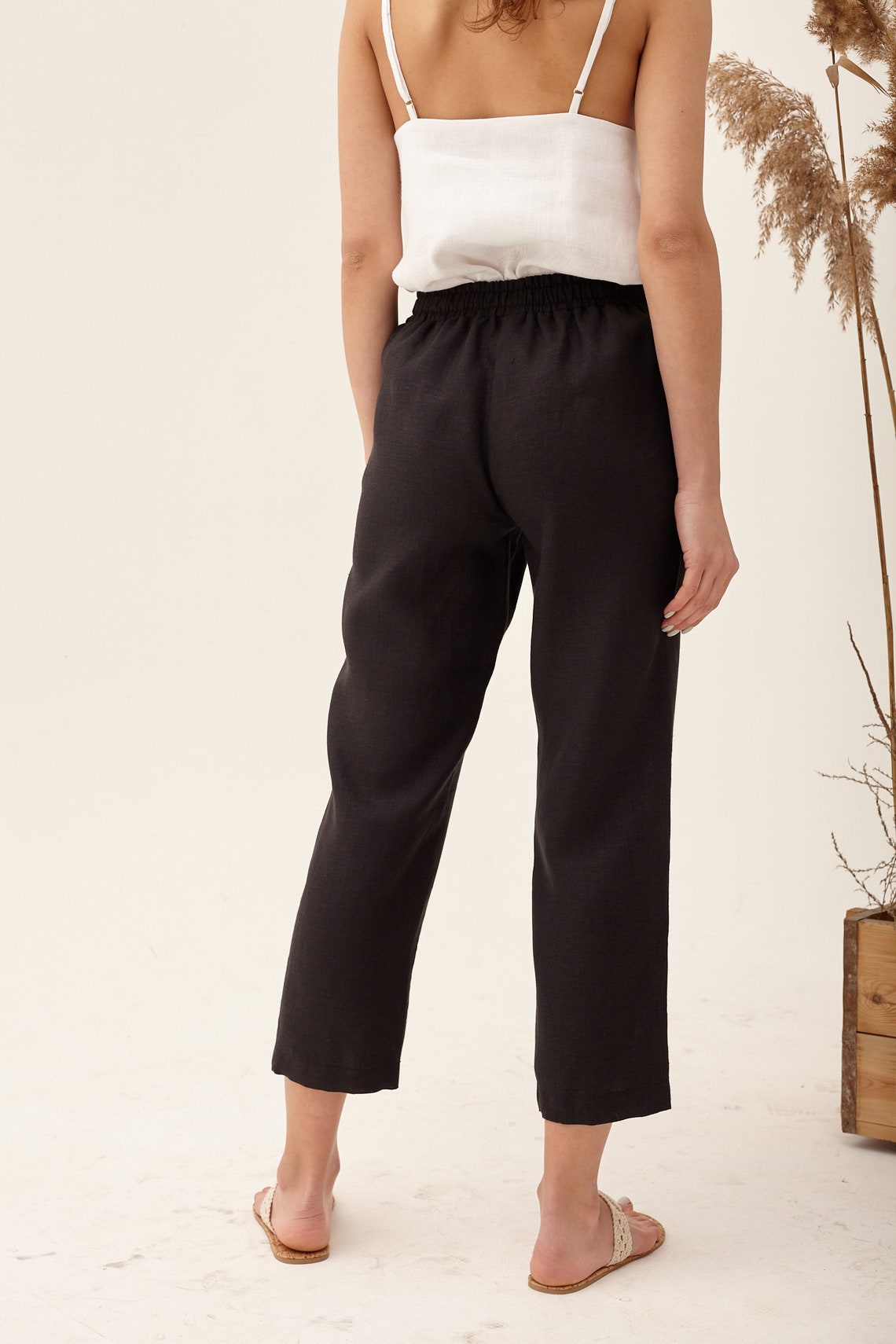 linen cropped pants
