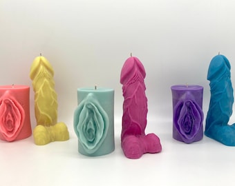 Penis and Vagina Candles Gift Set: 100% Beeswax Candles