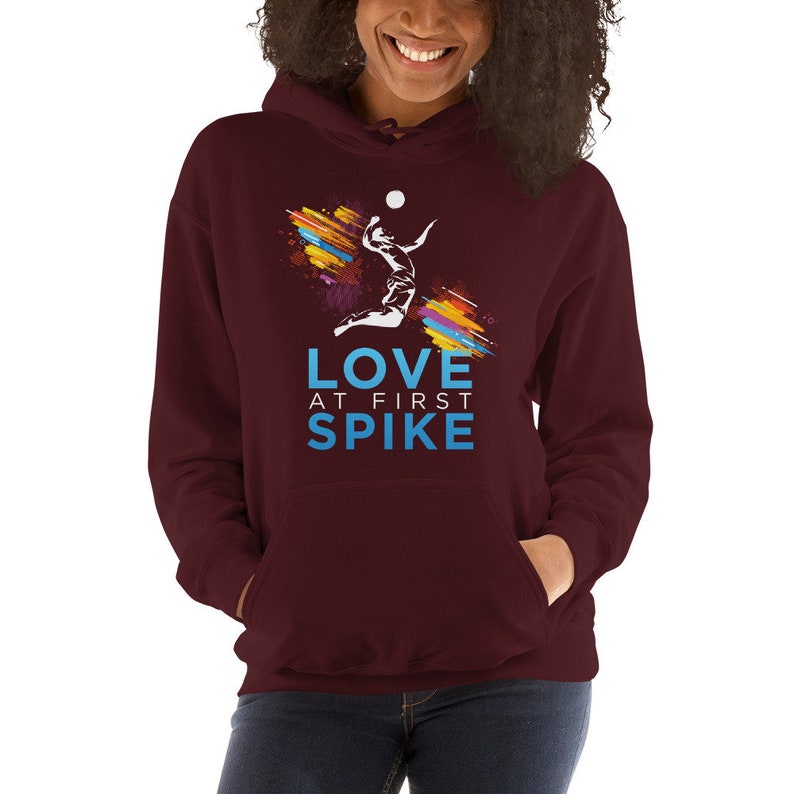 Love at First Spike Volleyball Hoodie College Volleyball Etsy