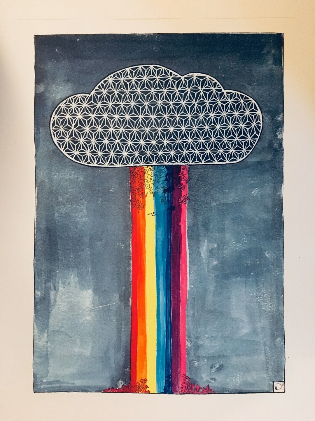 Art Print • Origami Rainbow Cloud A3 - Etsy