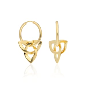 Handmade Triquetra Celtic Knot Earrings - 925 Sterling Silver with 18k Gold Plating - A Symbolic earring & Birthday Gift - Christmas Gift
