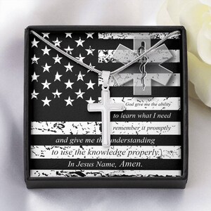 EMT Necklace, God Give Me The Ability To Learn What I Need Cross Necklace, Gift for Her, Necklace