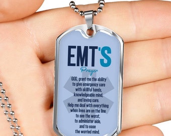 EMT Prayer  Dog Tag, EMT Necklace, EMT Gift, Necklace, Gift, Paramedic, Emt Graduation, Ball Chain, Ems, Emergency Medical Technician, U S A