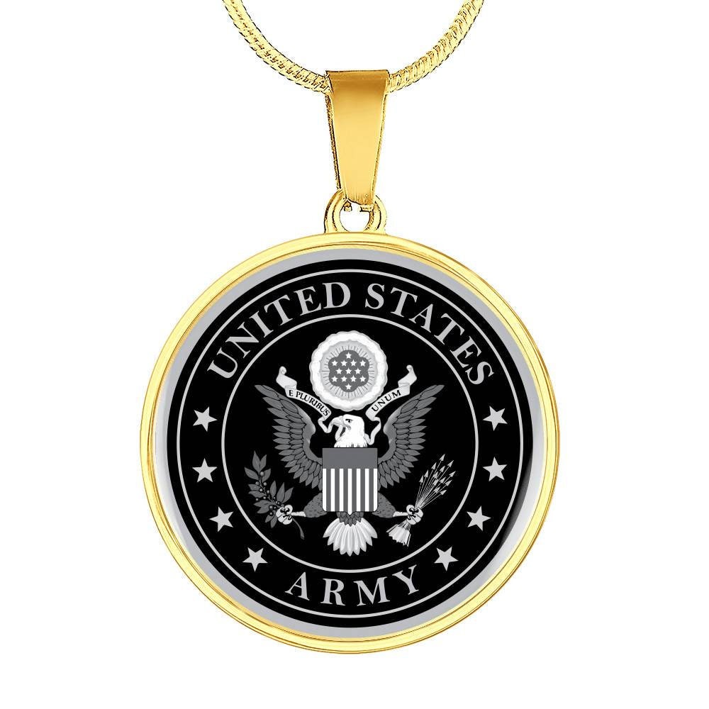 Military Gold Necklace, US Army Necklace, Military Jewelry, Army